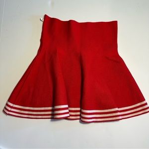 Girls red knit flared skater skirt